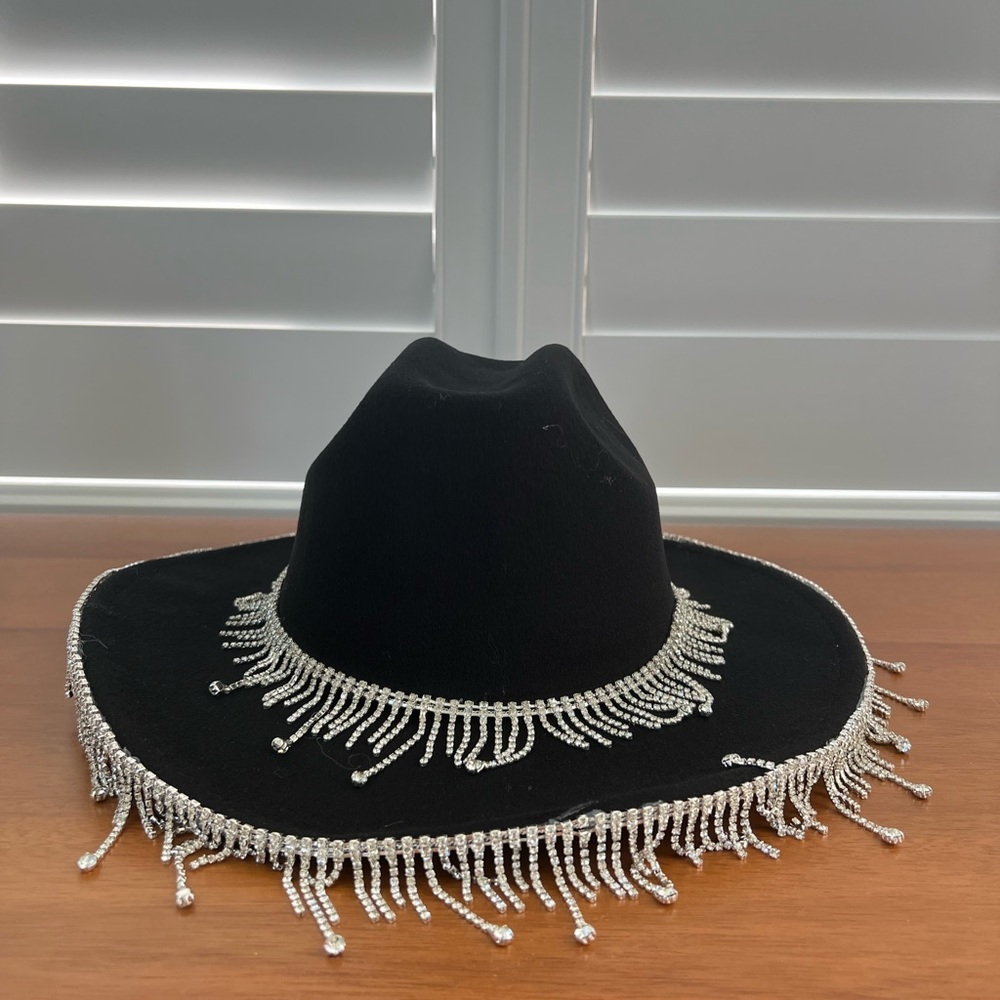 Diamate Double Fringe Embellished Cowboy Hat